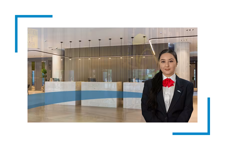 Security in hotel: Allied Universal hotel security guard in uniform