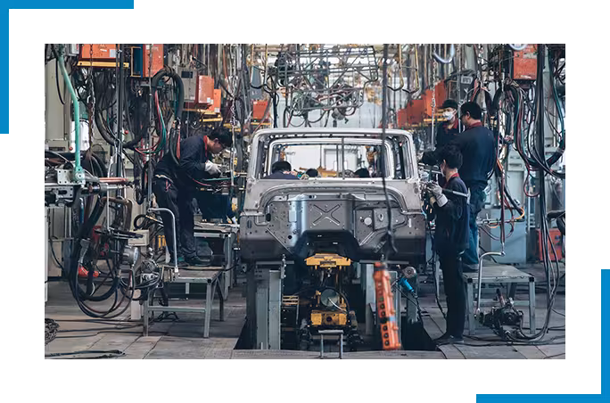 Automobile being built